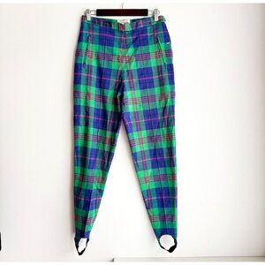 Vintage Apriori Green Pink Plaid Stretch Stirrup Pants M